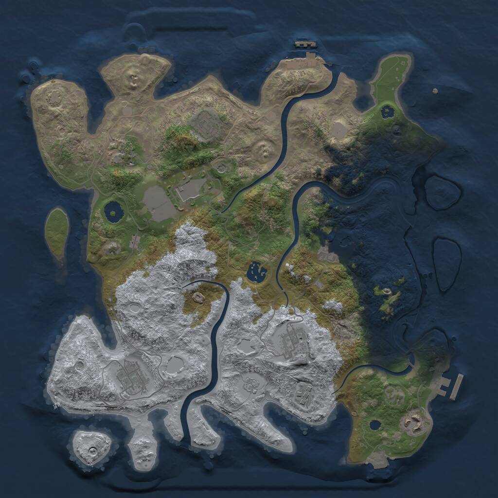 Rust Map: Procedural Map, Size: 3750, Seed: 1828672110, 15 Monuments
