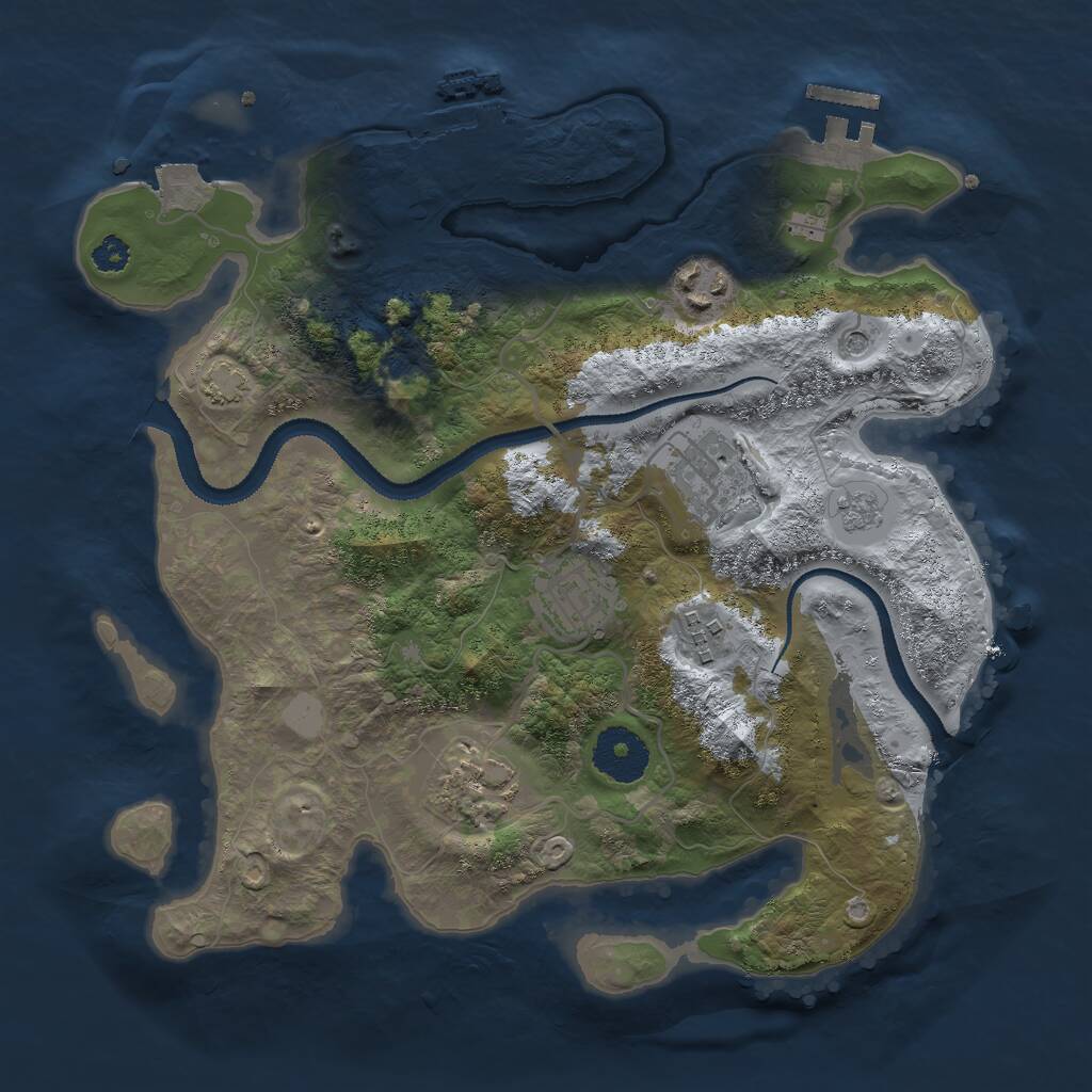 Rust Map: Procedural Map, Size: 3000, Seed: 734772626, 11 Monuments