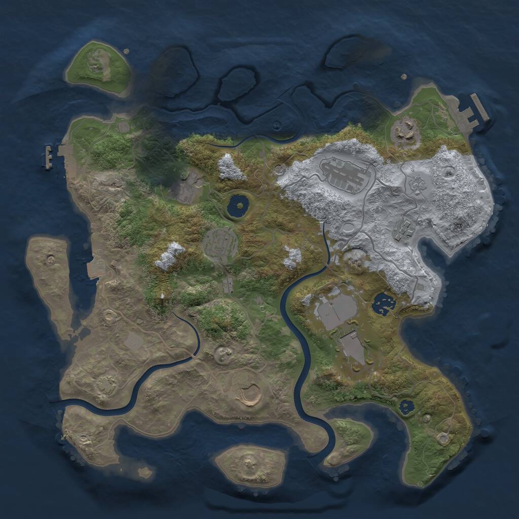 Rust Map: Procedural Map, Size: 3500, Seed: 995269635, 14 Monuments