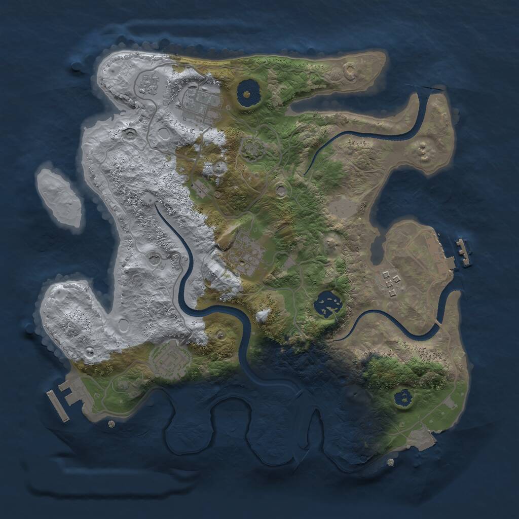 Rust Map: Procedural Map, Size: 3000, Seed: 2009466447, 11 Monuments