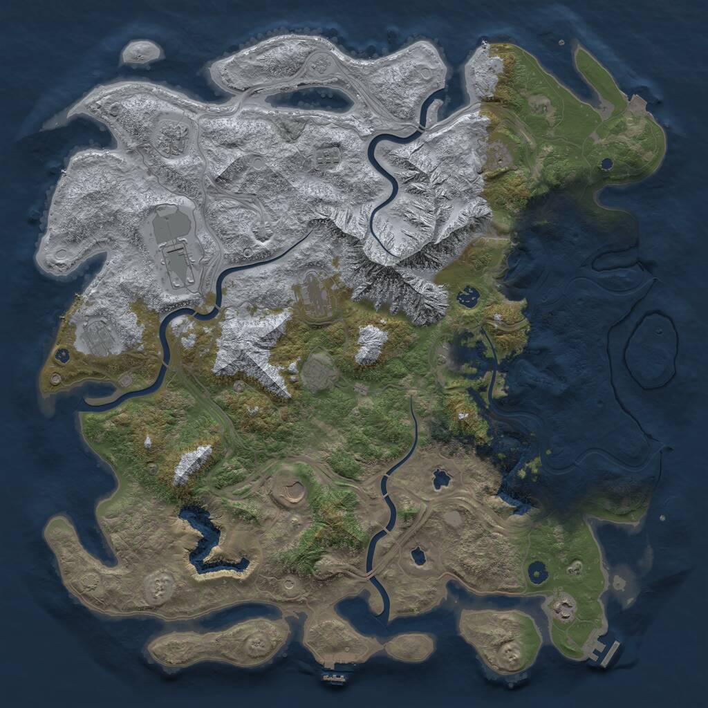 Rust Map: Procedural Map, Size: 5000, Seed: 51279, 17 Monuments