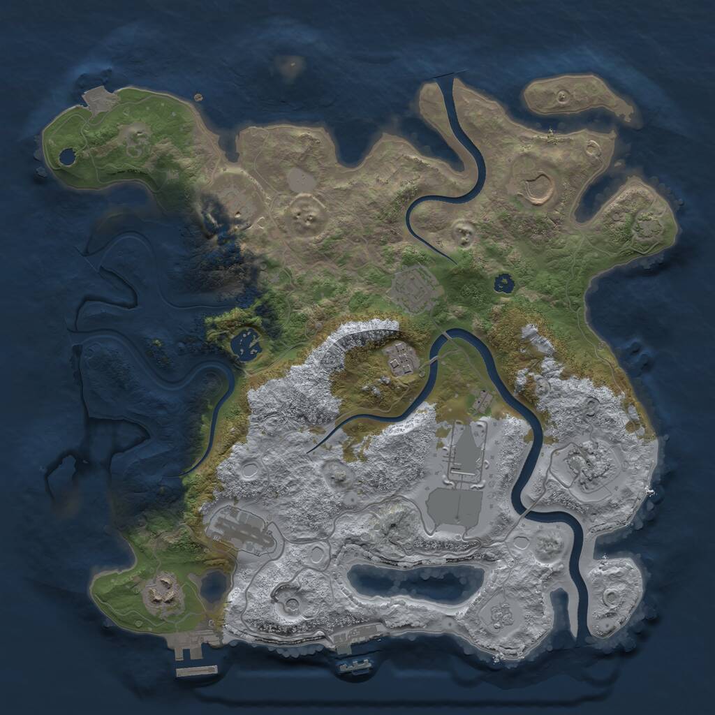 Rust Map: Procedural Map, Size: 3500, Seed: 2005876106, 15 Monuments