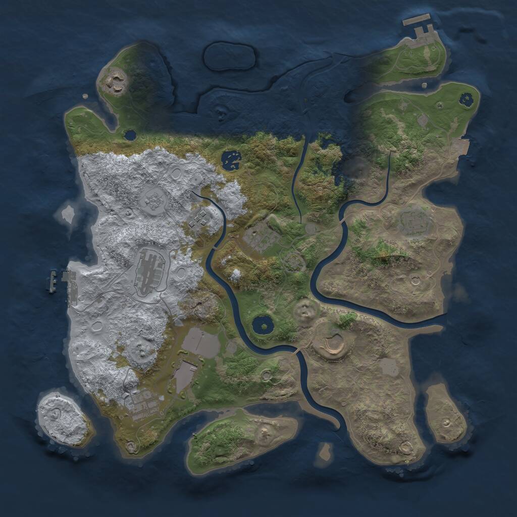 Rust Map: Procedural Map, Size: 3750, Seed: 661811128, 15 Monuments