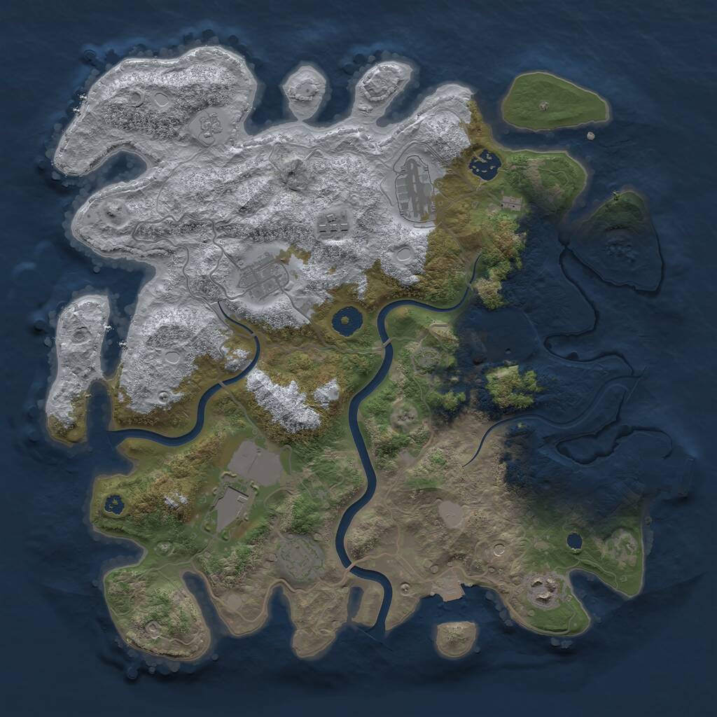 Rust Map: Procedural Map, Size: 3700, Seed: 1712652335, 13 Monuments