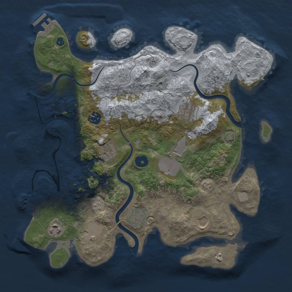 Rust Map: Procedural Map, Size: 3500, Seed: 159023436, 15 Monuments