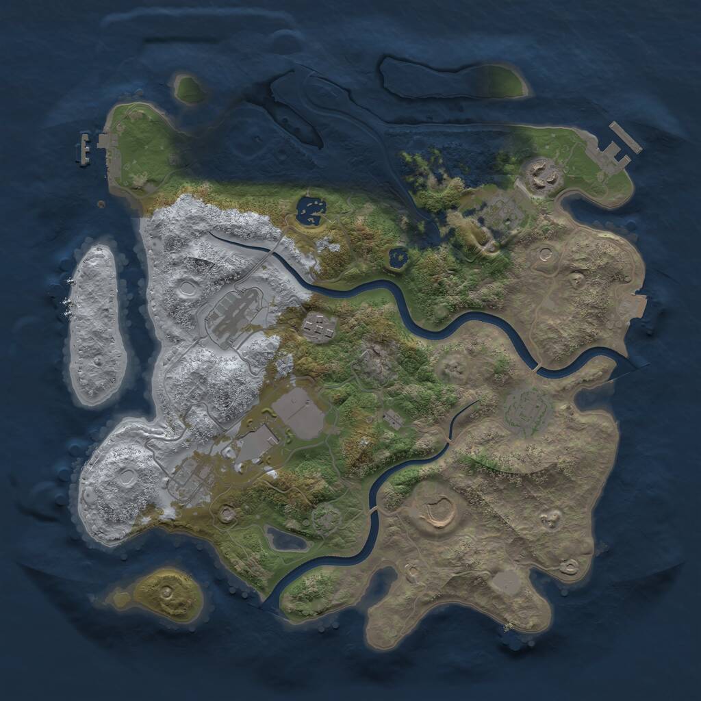 Rust Map: Procedural Map, Size: 3500, Seed: 630538056, 14 Monuments