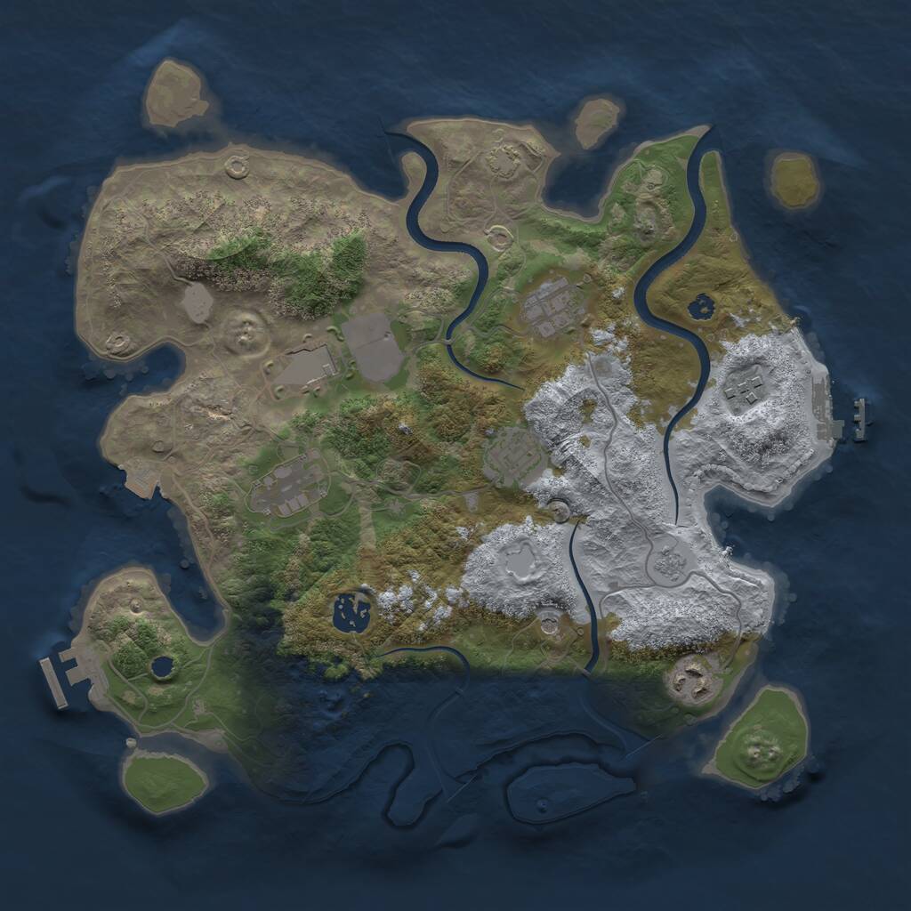 Rust Map: Procedural Map, Size: 3500, Seed: 1928654150, 13 Monuments