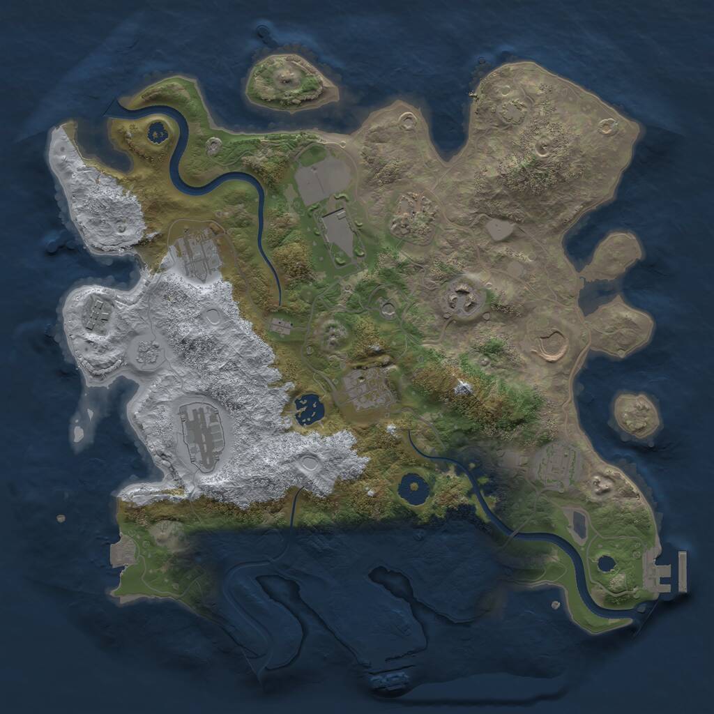 Rust Map: Procedural Map, Size: 3500, Seed: 1689118901, 16 Monuments