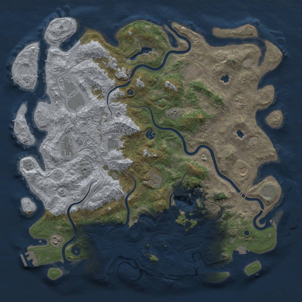 Rust Map: Procedural Map, Size: 4800, Seed: 2091903491, 17 Monuments