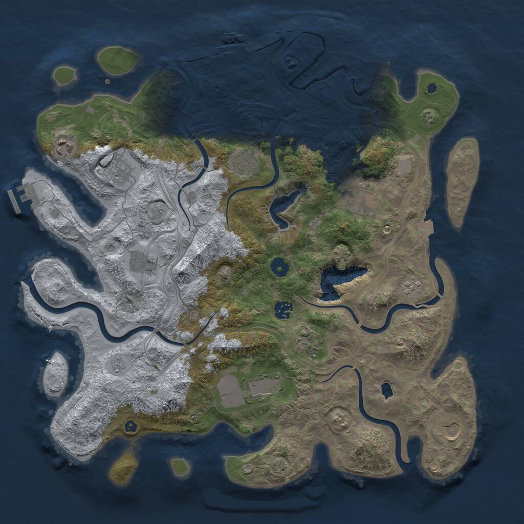 Rust Map: Procedural Map, Size: 4250, Seed: 454605425, 16 Monuments