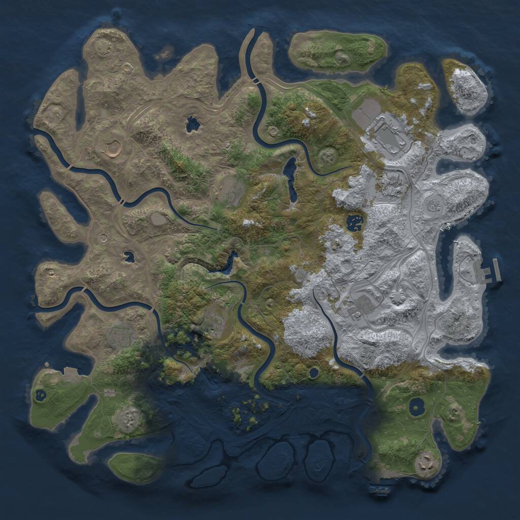 Rust Map: Procedural Map, Size: 4500, Seed: 600328413, 16 Monuments