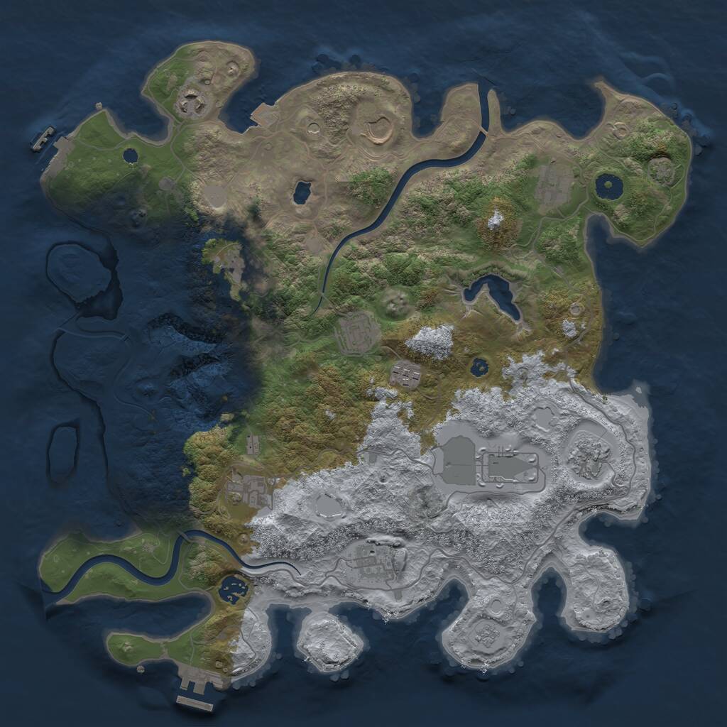 Rust Map: Procedural Map, Size: 4000, Seed: 1963889026, 17 Monuments