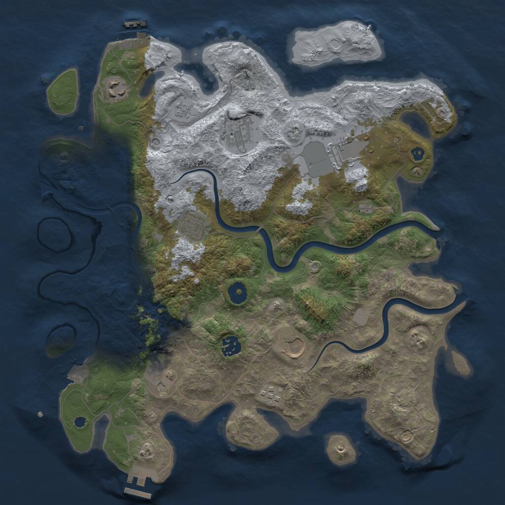 Rust Map: Procedural Map, Size: 3750, Seed: 1432975320, 14 Monuments