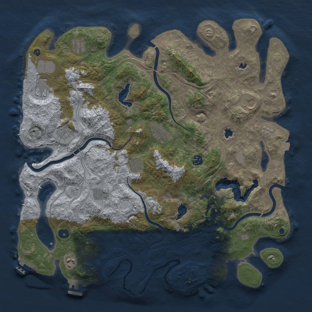 Rust Map: Procedural Map, Size: 4500, Seed: 342512528, 16 Monuments