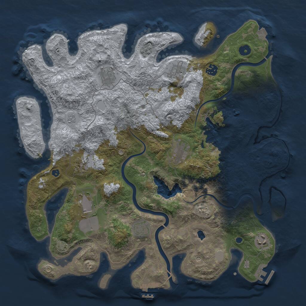 Rust Map: Procedural Map, Size: 4050, Seed: 1225600329, 15 Monuments