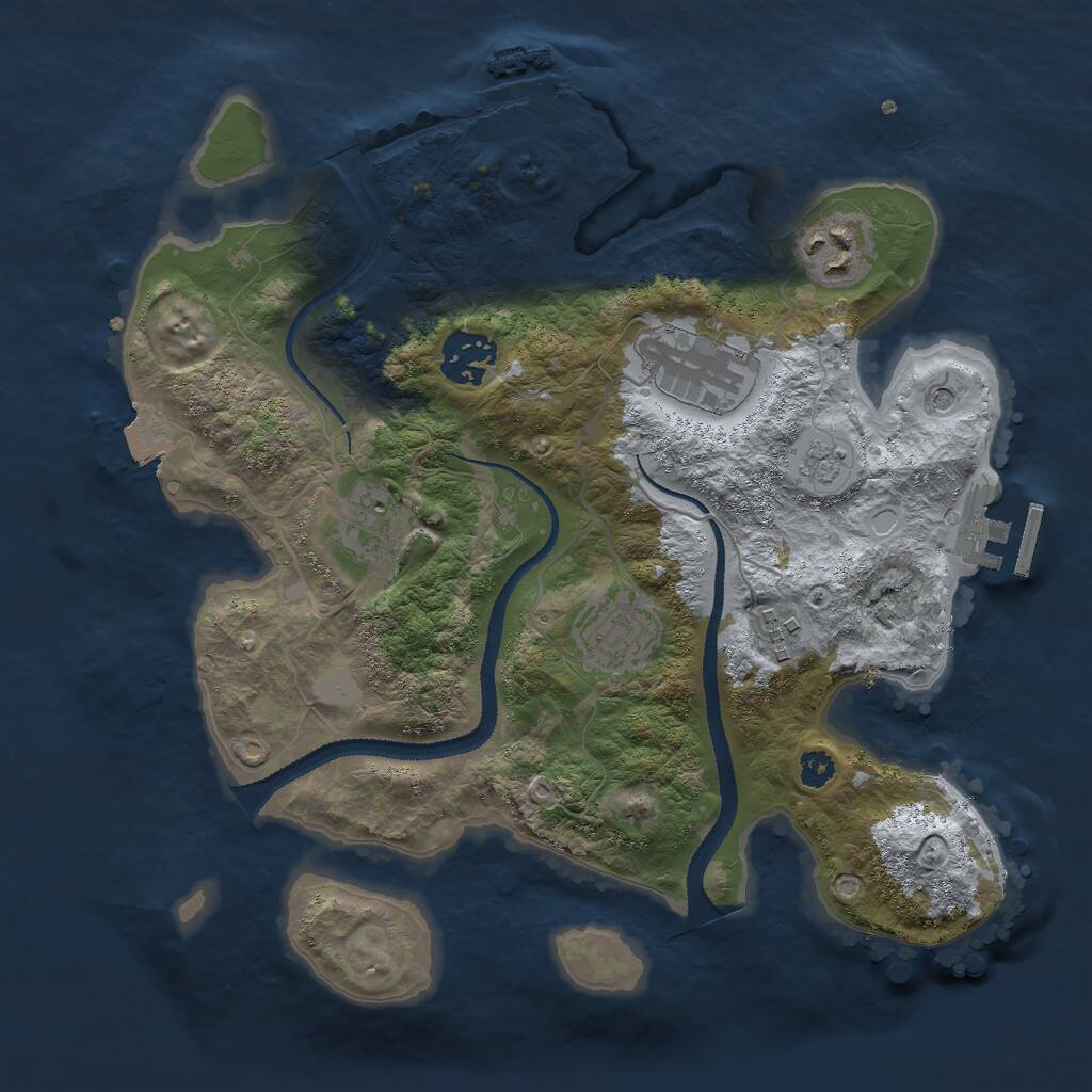 Rust Map: Procedural Map, Size: 3000, Seed: 670680578, 11 Monuments