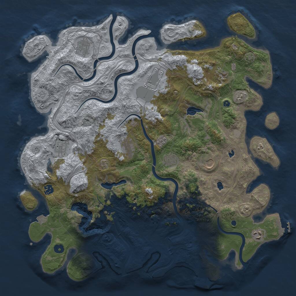 Rust Map: Procedural Map, Size: 4500, Seed: 874910396, 16 Monuments