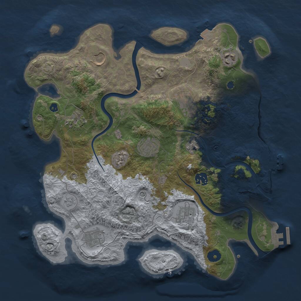 Rust Map: Procedural Map, Size: 3500, Seed: 87346219, 15 Monuments