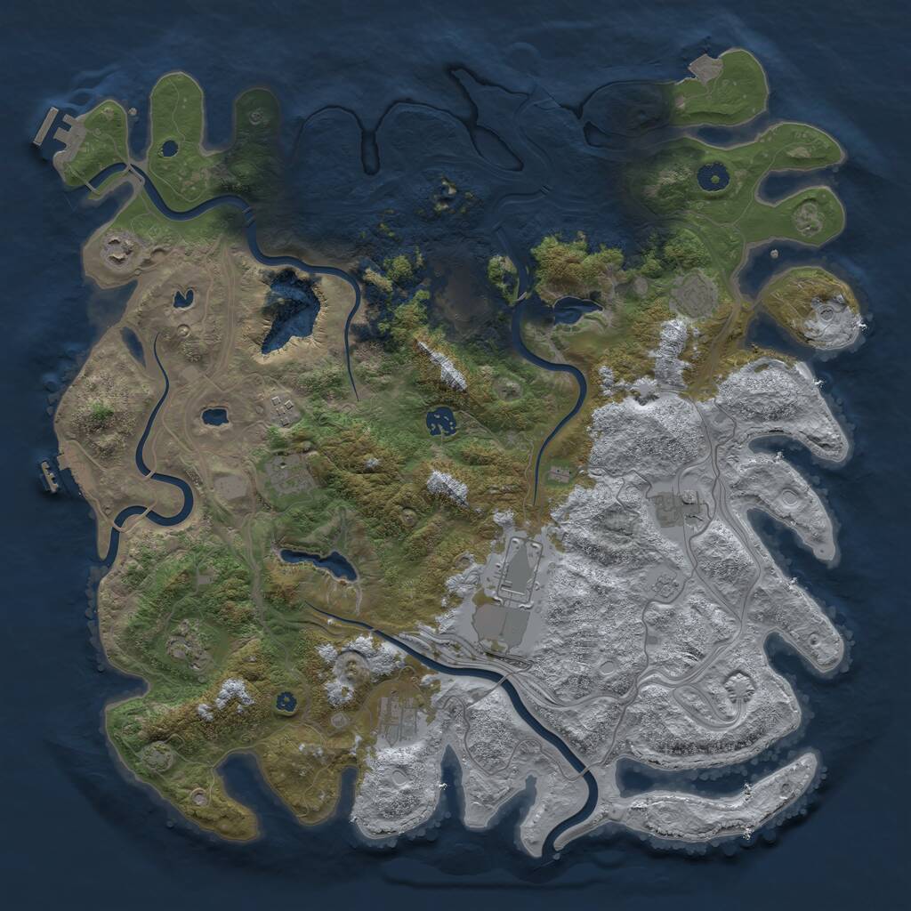 Rust Map: Procedural Map, Size: 4500, Seed: 1276434432, 16 Monuments