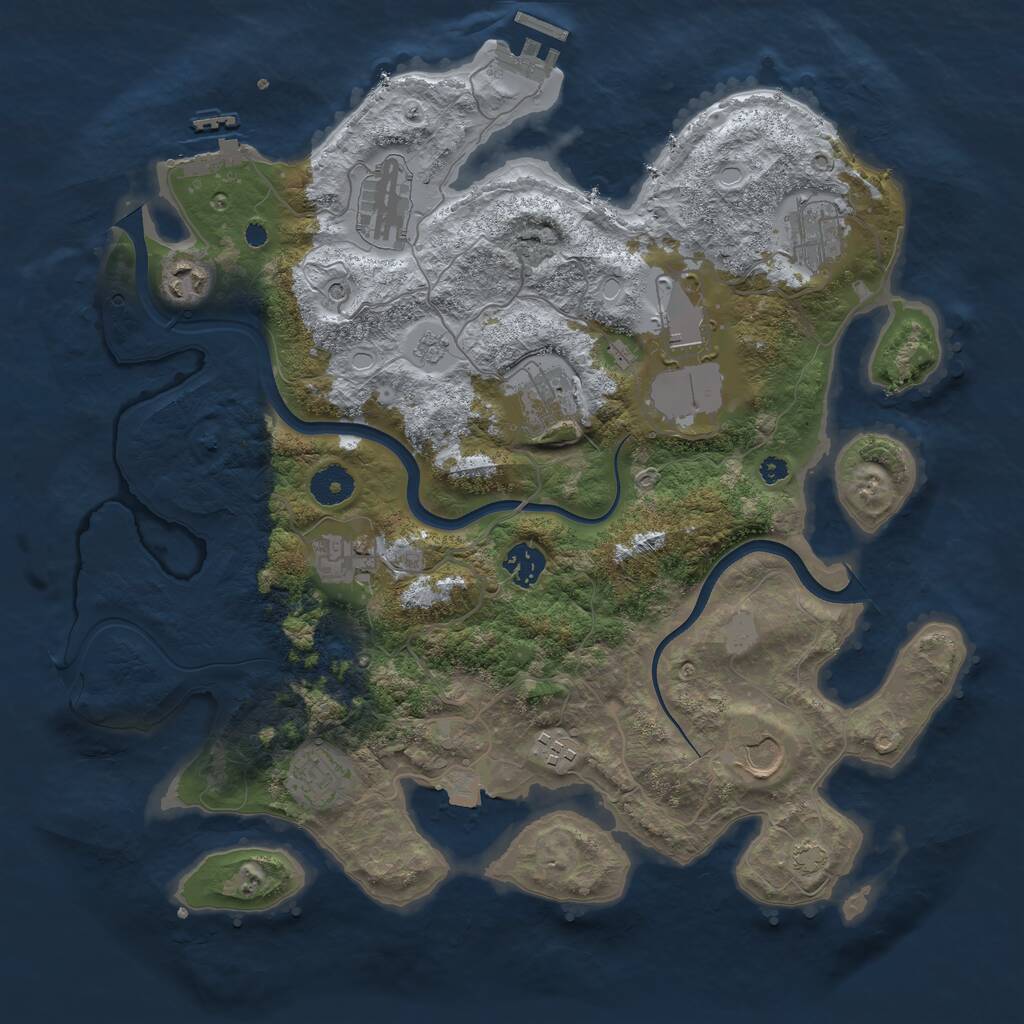 Rust Map: Procedural Map, Size: 3750, Seed: 776162, 16 Monuments