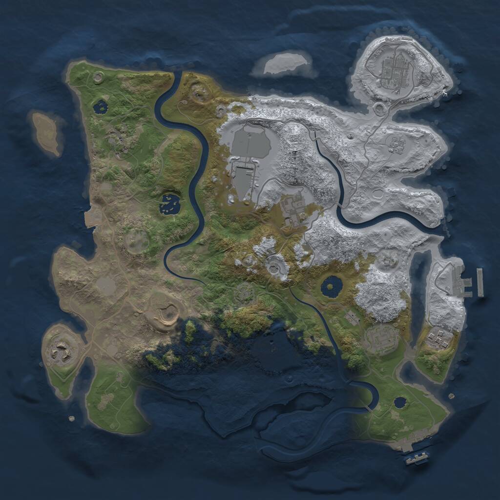 Rust Map: Procedural Map, Size: 3500, Seed: 299413265, 16 Monuments