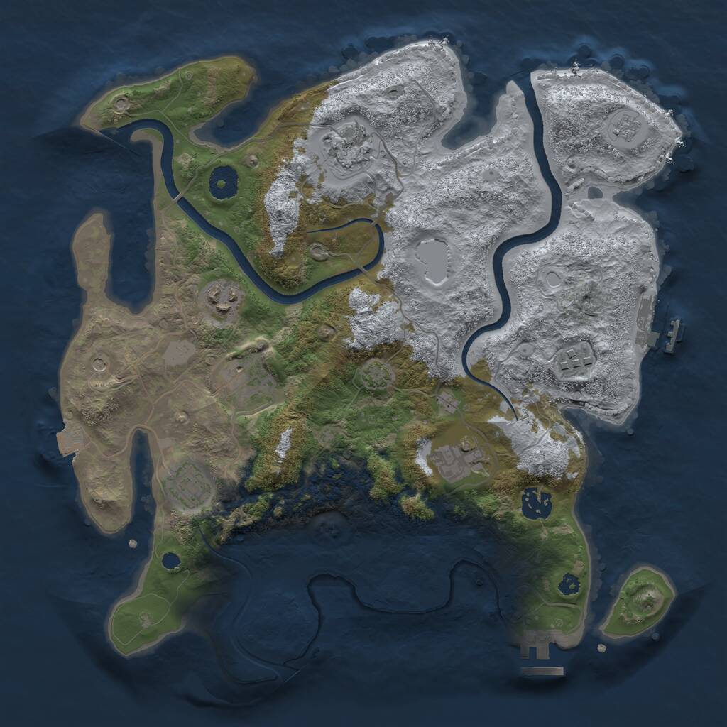 Rust Map: Procedural Map, Size: 3420, Seed: 281559052, 13 Monuments
