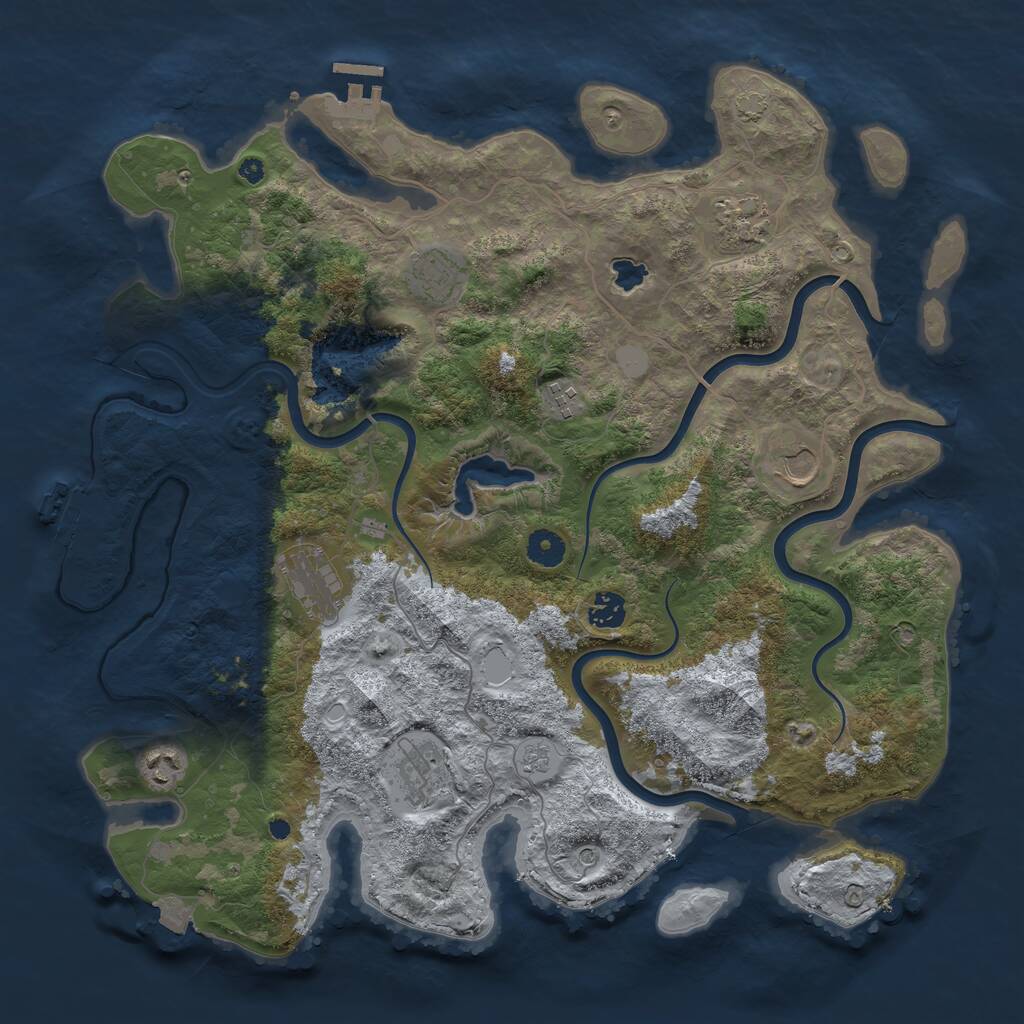Rust Map: Procedural Map, Size: 4096, Seed: 43152, 14 Monuments
