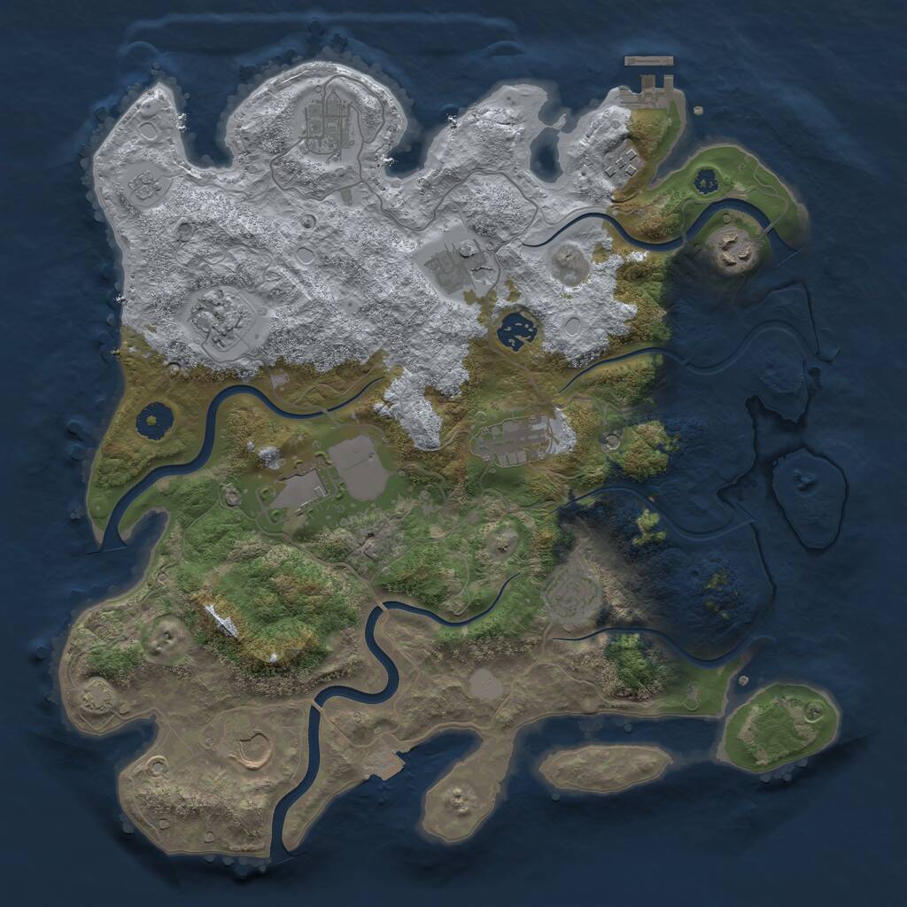 Rust Map: Procedural Map, Size: 3750, Seed: 1533155526, 15 Monuments