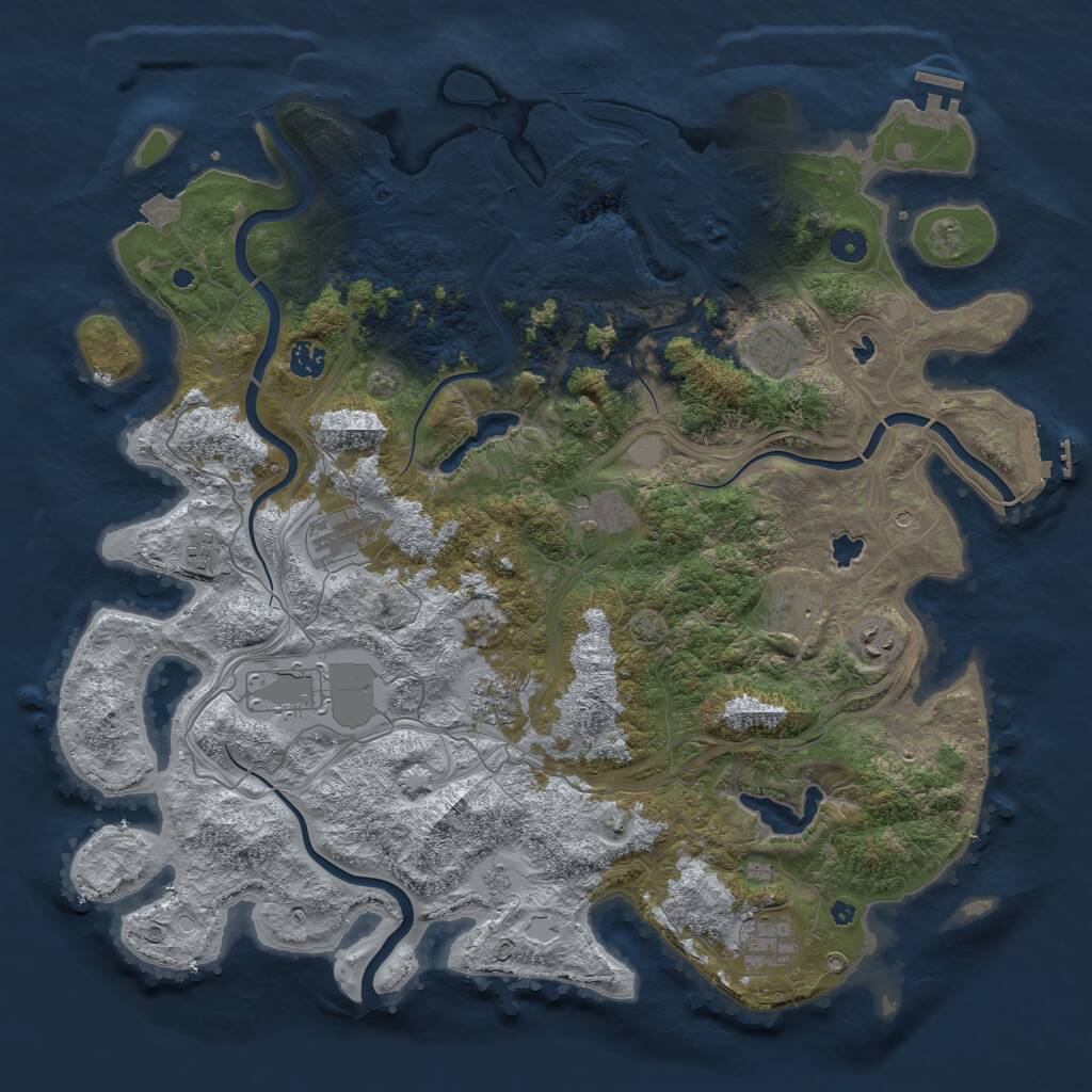 Rust Map: Procedural Map, Size: 4500, Seed: 260122344, 16 Monuments