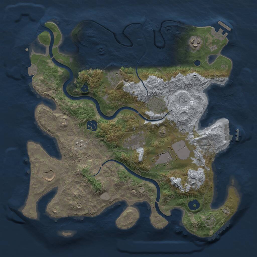 Rust Map: Procedural Map, Size: 3500, Seed: 609781395, 14 Monuments