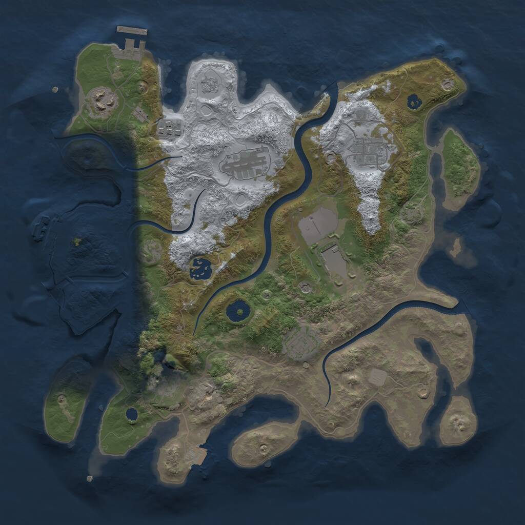 Rust Map: Procedural Map, Size: 3500, Seed: 1753895133, 14 Monuments