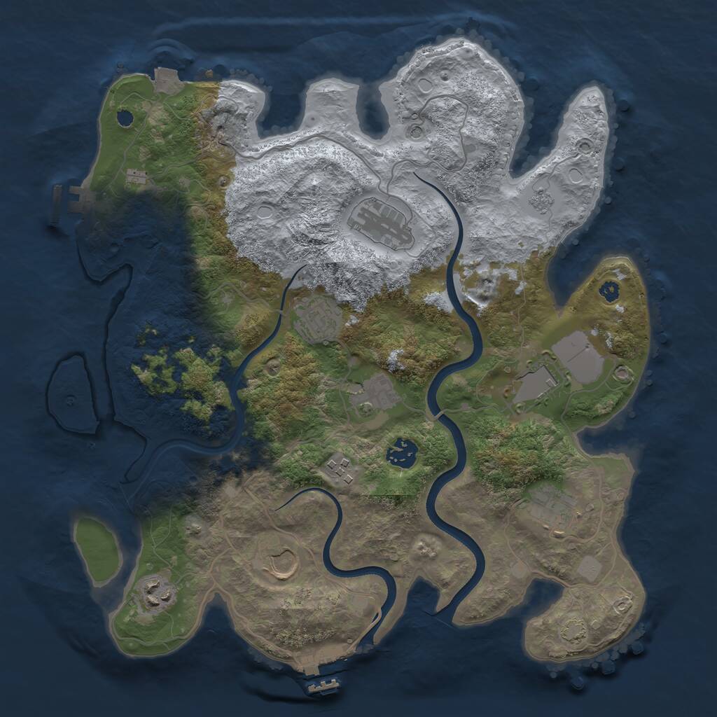 Rust Map: Procedural Map, Size: 3600, Seed: 17998557, 15 Monuments