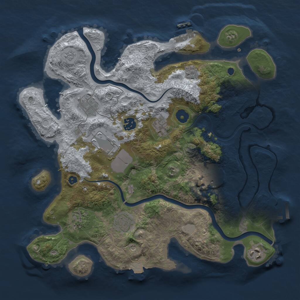 Rust Map: Procedural Map, Size: 3500, Seed: 914236360, 15 Monuments