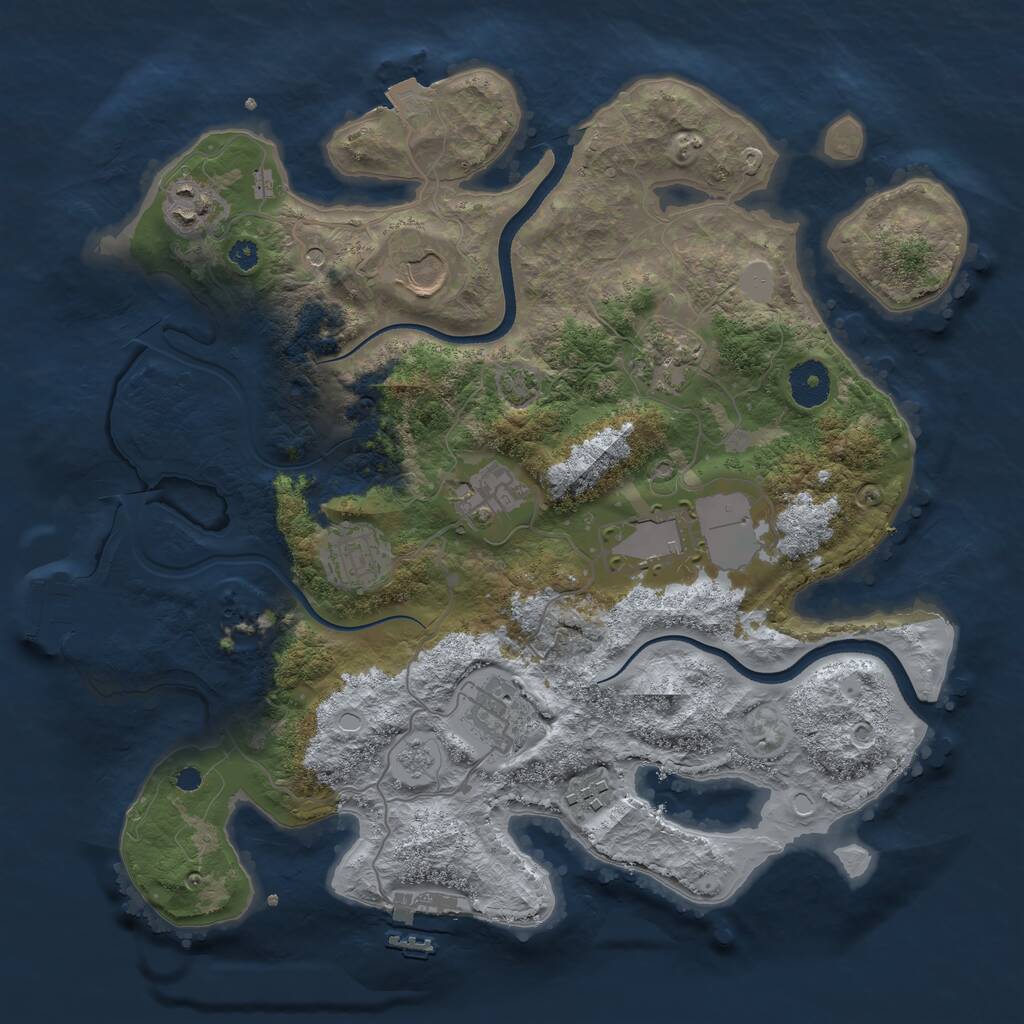 Rust Map: Procedural Map, Size: 3500, Seed: 28397133, 14 Monuments