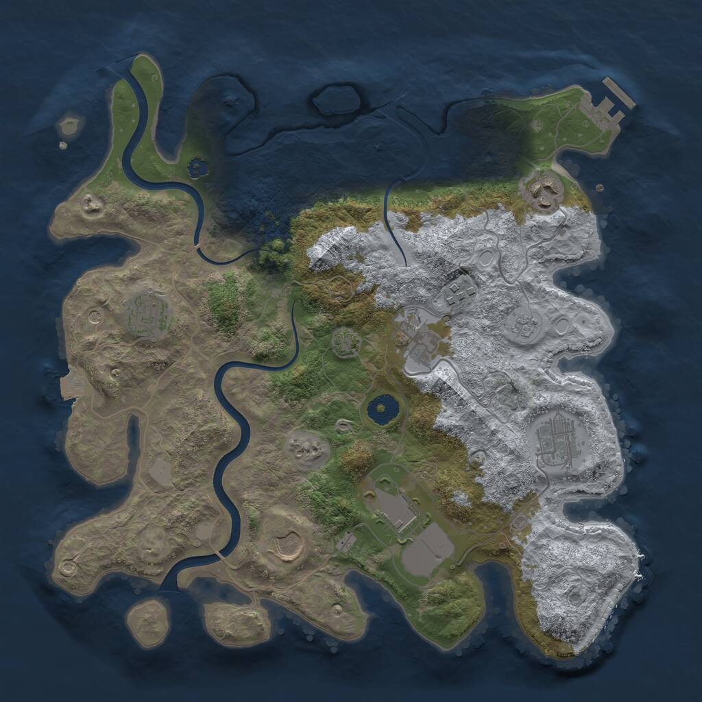 Rust Map: Procedural Map, Size: 3500, Seed: 690482889, 12 Monuments
