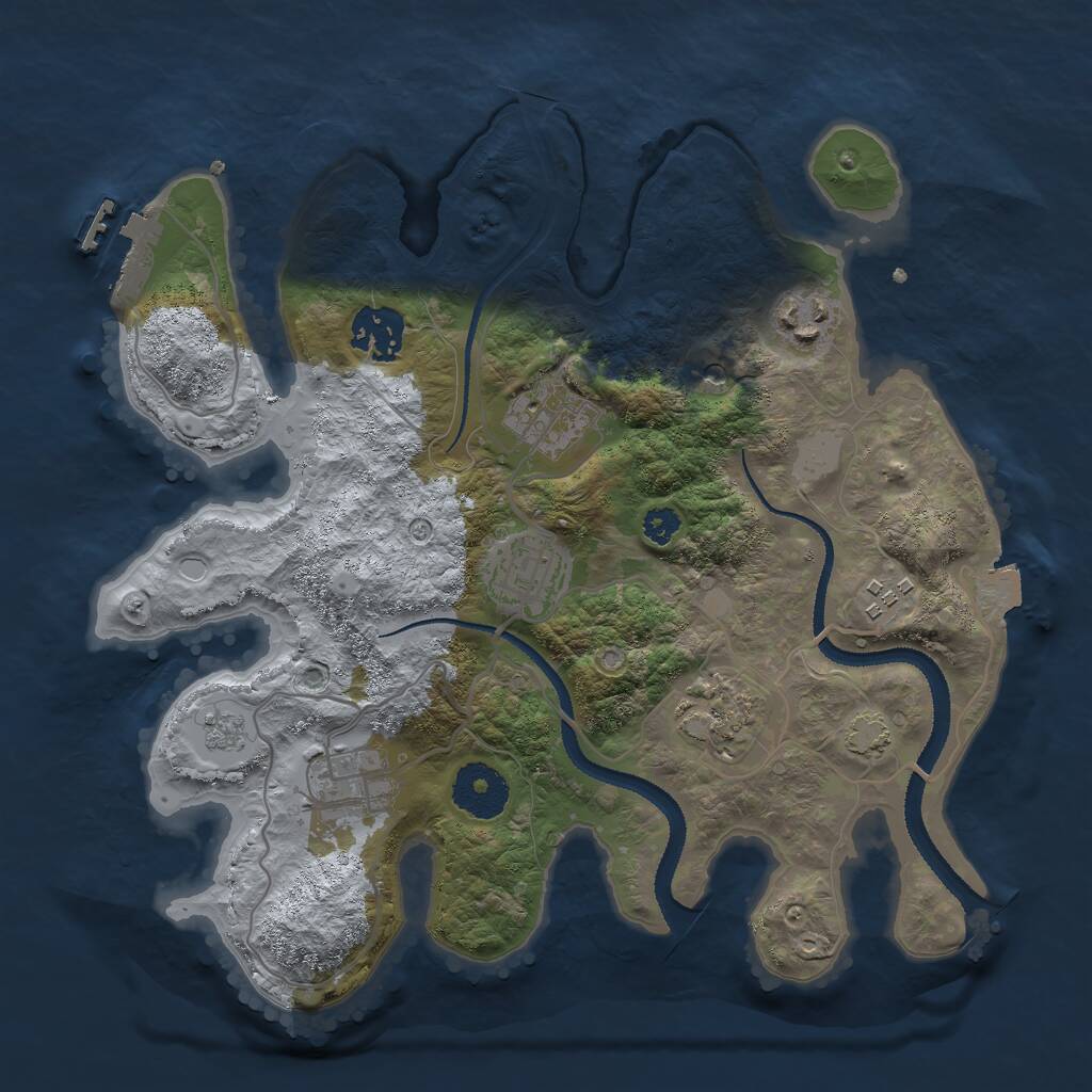 Rust Map: Procedural Map, Size: 3000, Seed: 1405995106, 12 Monuments