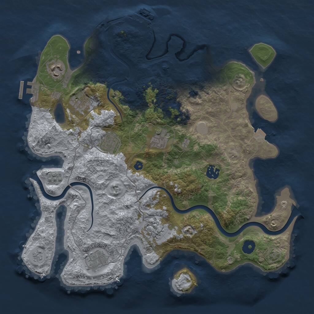 Rust Map: Procedural Map, Size: 3500, Seed: 2008171971, 14 Monuments