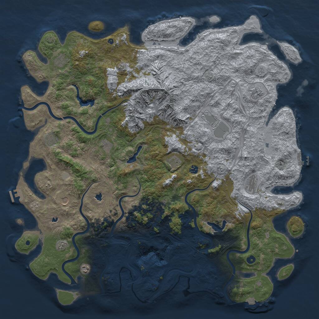 Rust Map: Procedural Map, Size: 5600, Seed: 1036409780, 17 Monuments