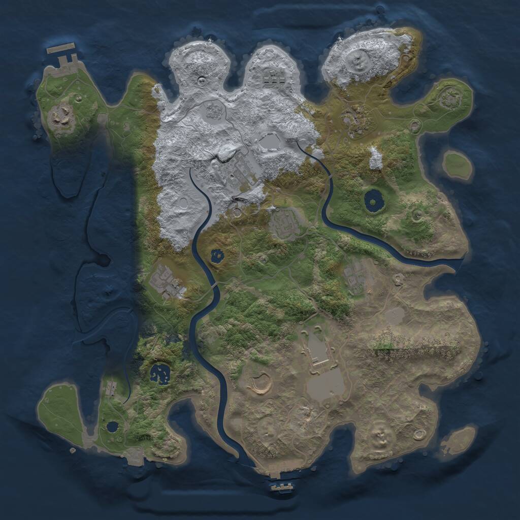 Rust Map: Procedural Map, Size: 3700, Seed: 802312768, 16 Monuments