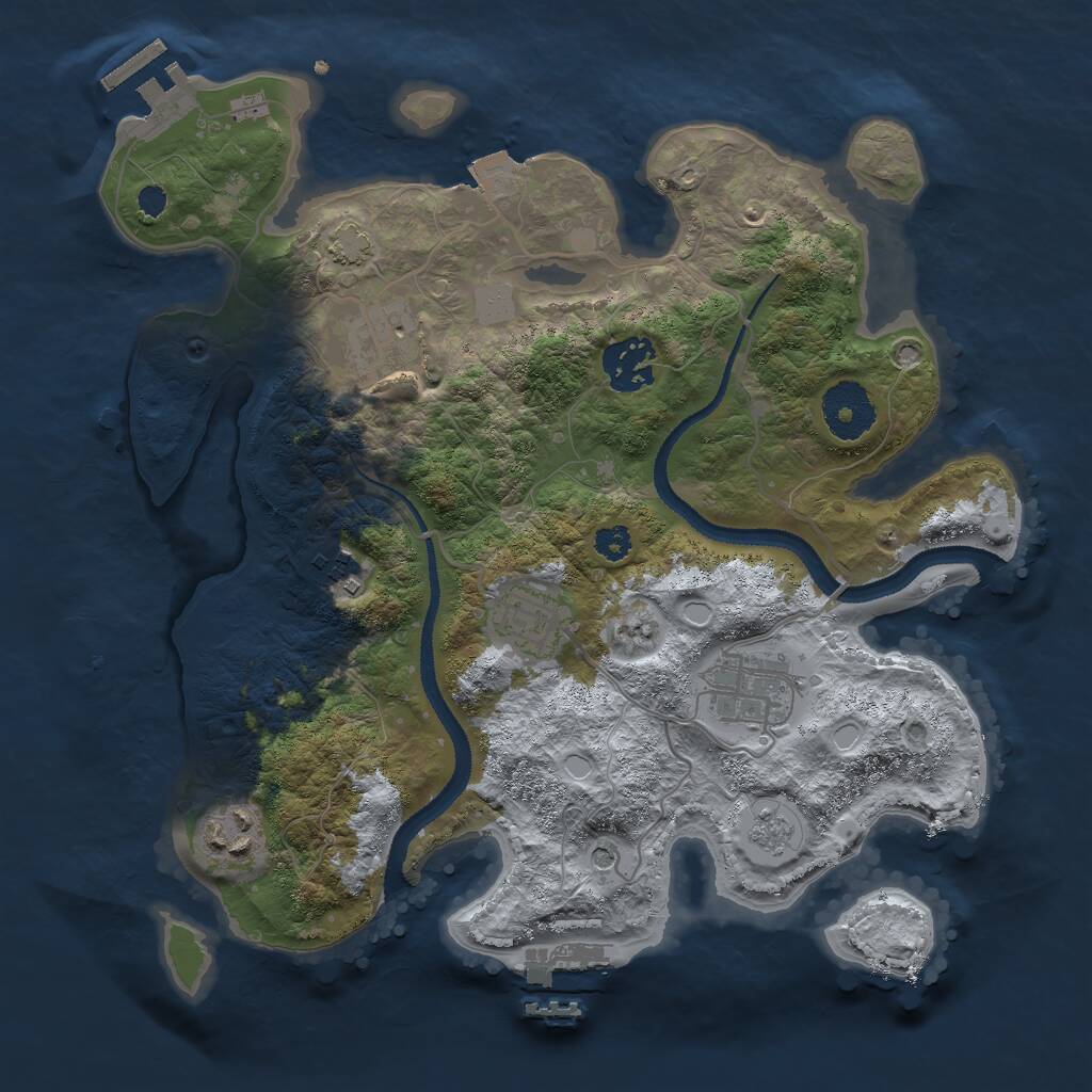 Rust Map: Procedural Map, Size: 3000, Seed: 1202078747, 12 Monuments