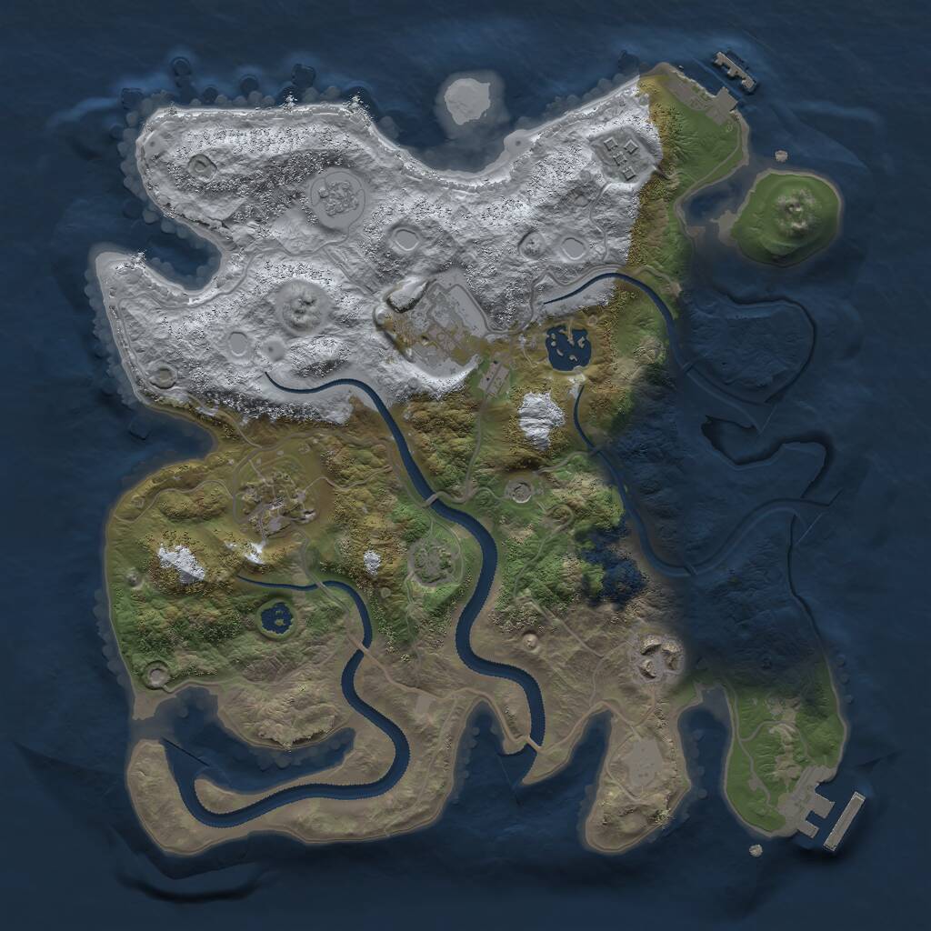 Rust Map: Procedural Map, Size: 3000, Seed: 25923, 11 Monuments