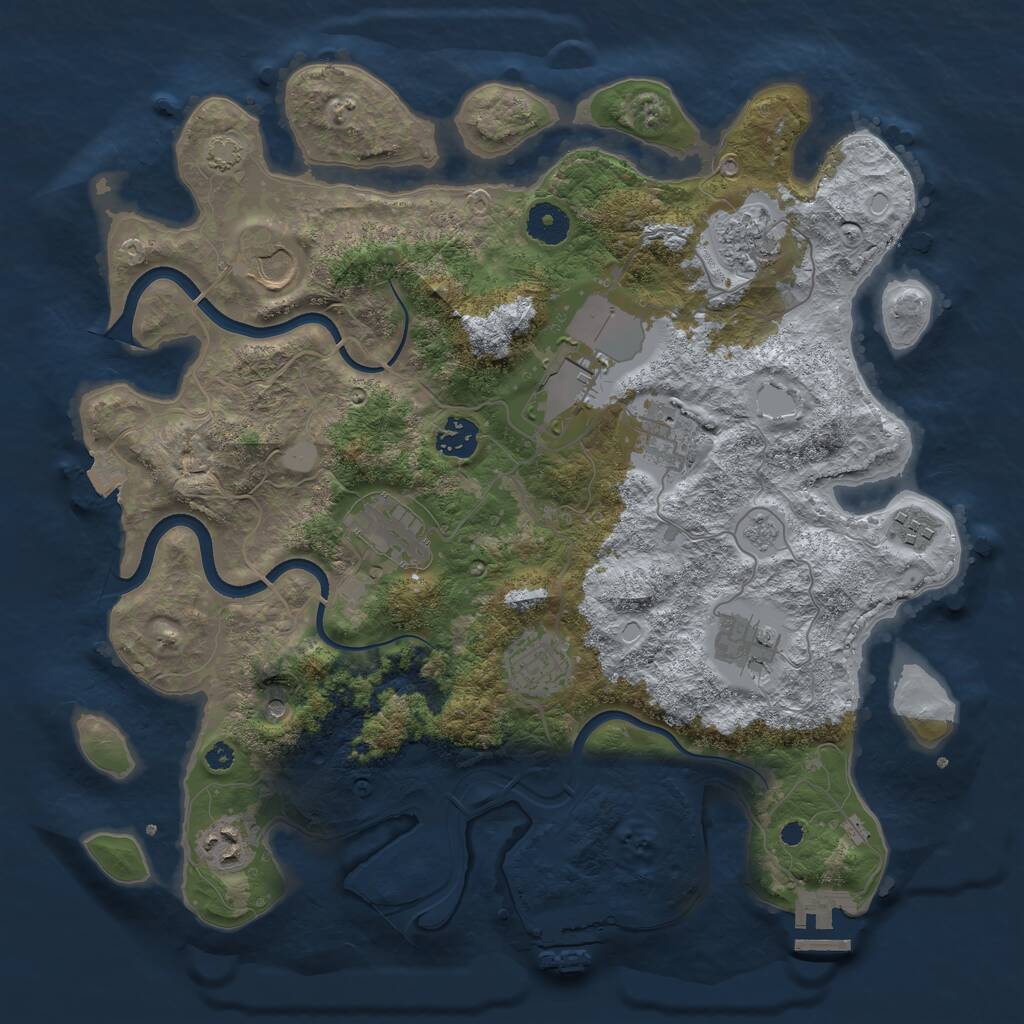 Rust Map: Procedural Map, Size: 3700, Seed: 170965188, 16 Monuments