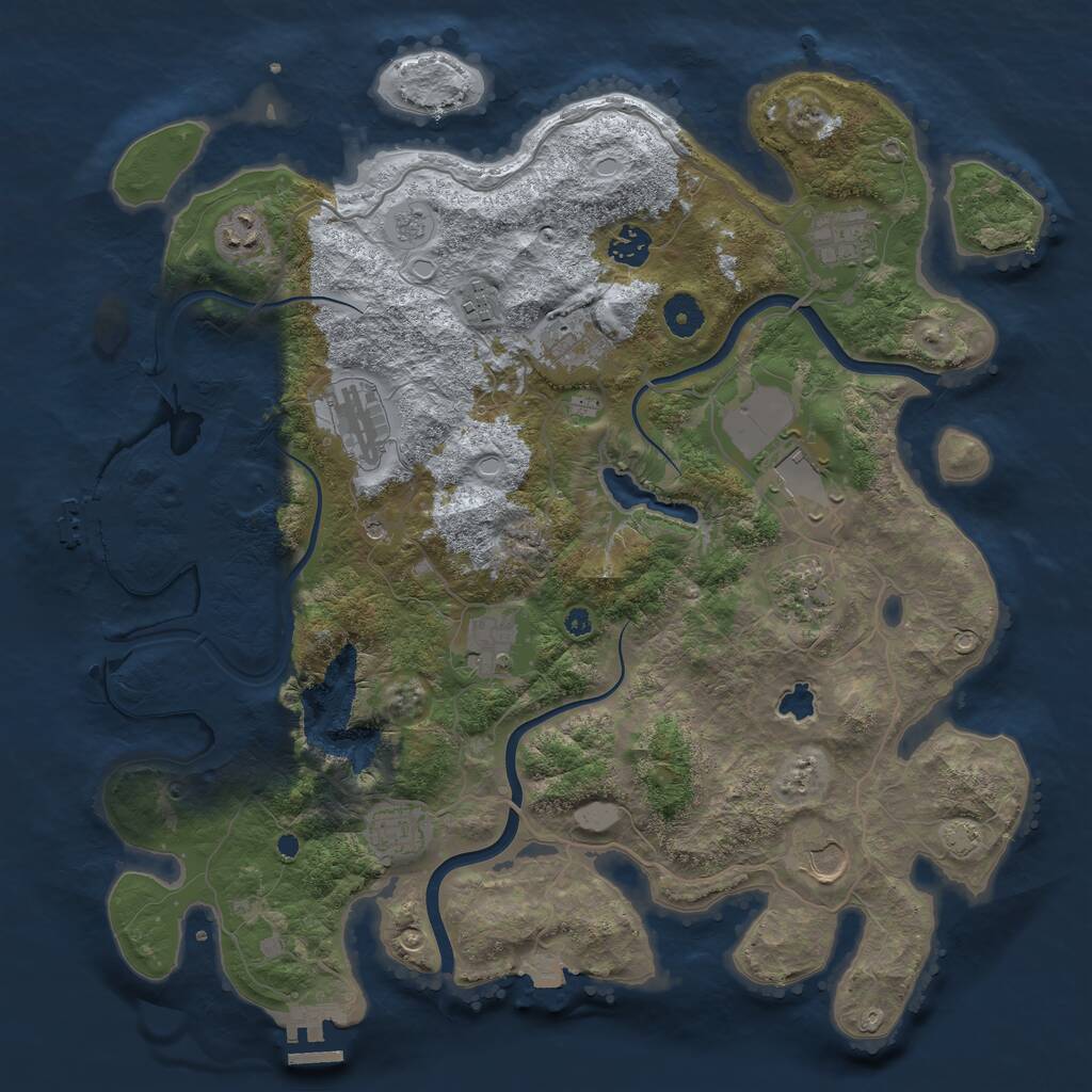 Rust Map: Procedural Map, Size: 4000, Seed: 967635975, 17 Monuments