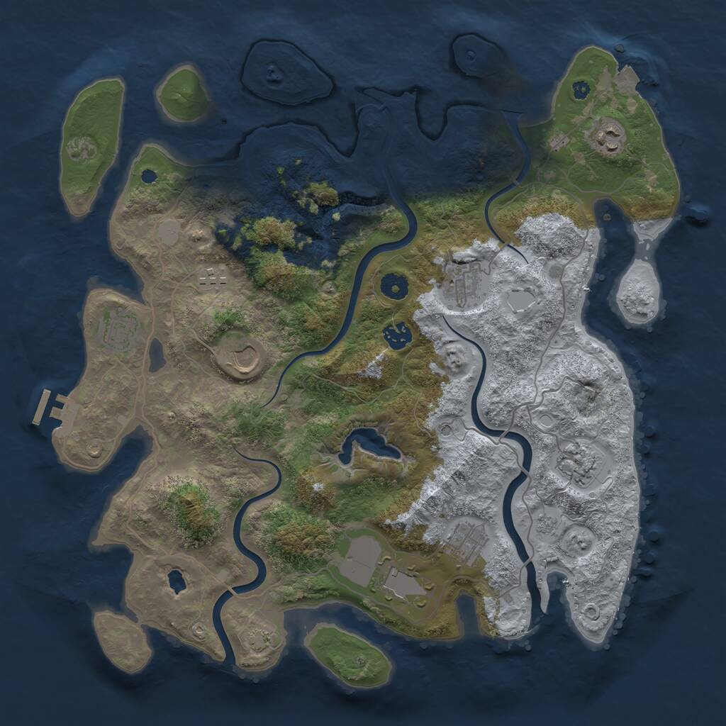 Rust Map: Procedural Map, Size: 4000, Seed: 712899, 14 Monuments