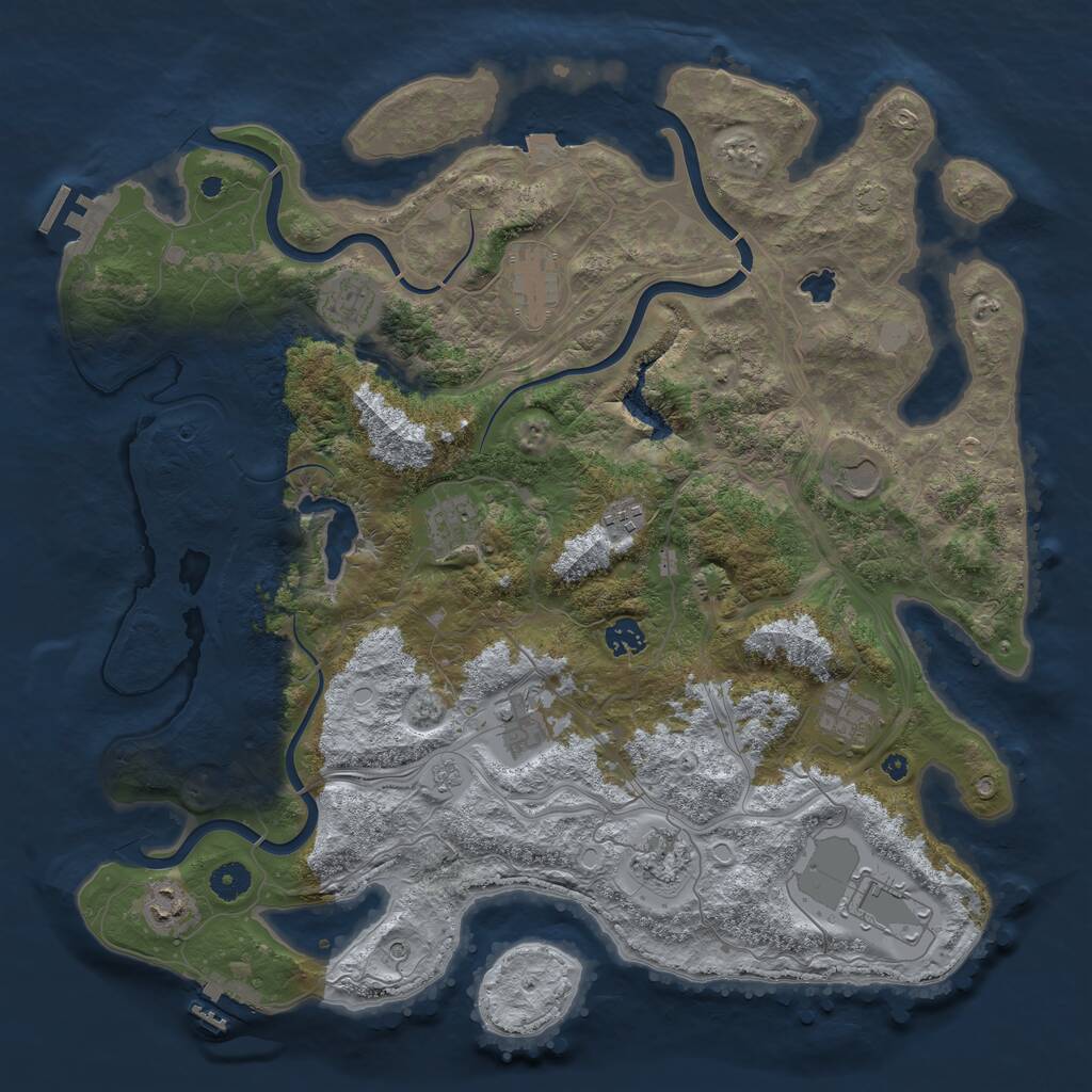 Rust Map: Procedural Map, Size: 4250, Seed: 884684100, 17 Monuments