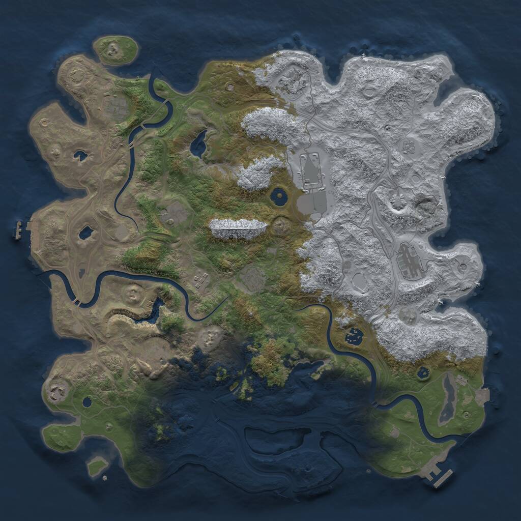 Rust Map: Procedural Map, Size: 4500, Seed: 62086981, 16 Monuments