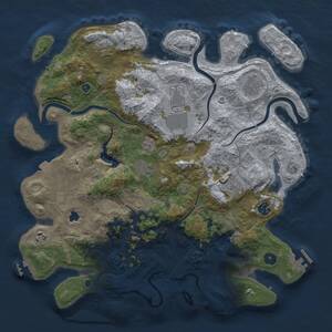 Thumbnail Rust Map: Procedural Map, Size: 4050, Seed: 340335296, 14 Monuments