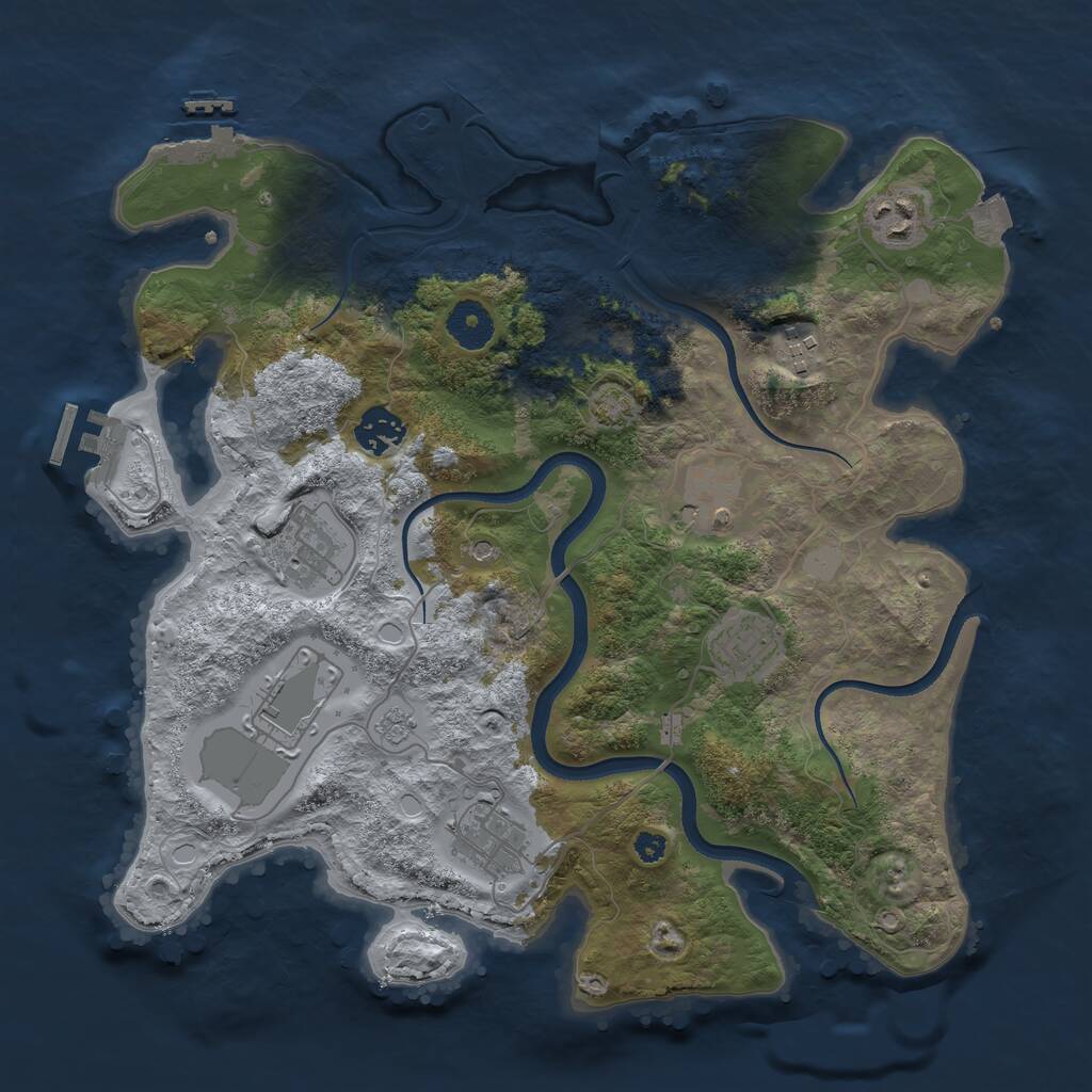 Rust Map: Procedural Map, Size: 3500, Seed: 1950195, 14 Monuments