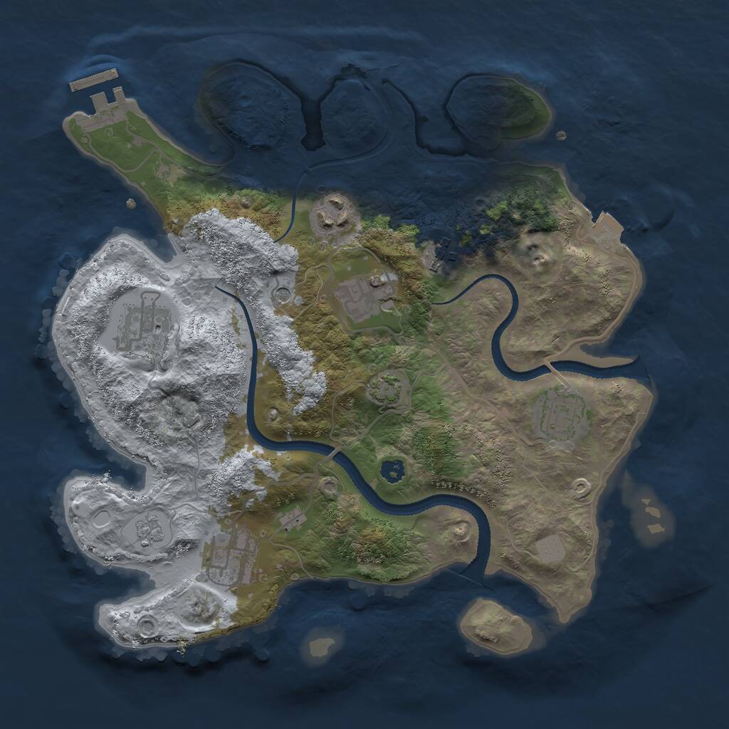 Rust Map: Procedural Map, Size: 3000, Seed: 2355414, 11 Monuments