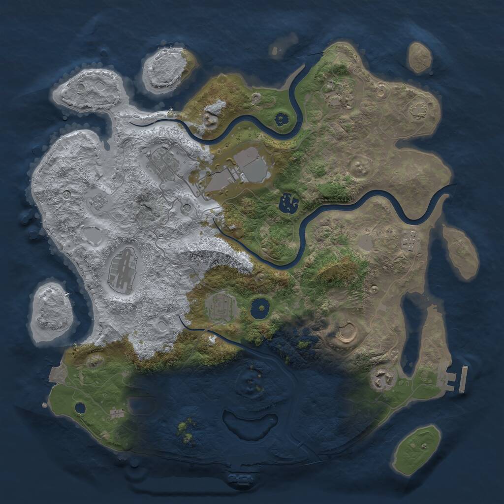 Rust Map: Procedural Map, Size: 3750, Seed: 1445254474, 15 Monuments